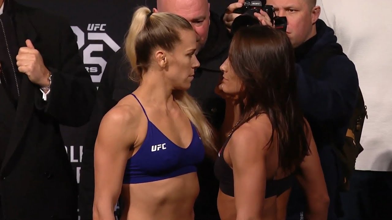 Katlyn Chookagian vs. Jessica Eye - Weigh-in Face-Off - (UFC 231: Holloway vs. Ortega) - /r/WMMA