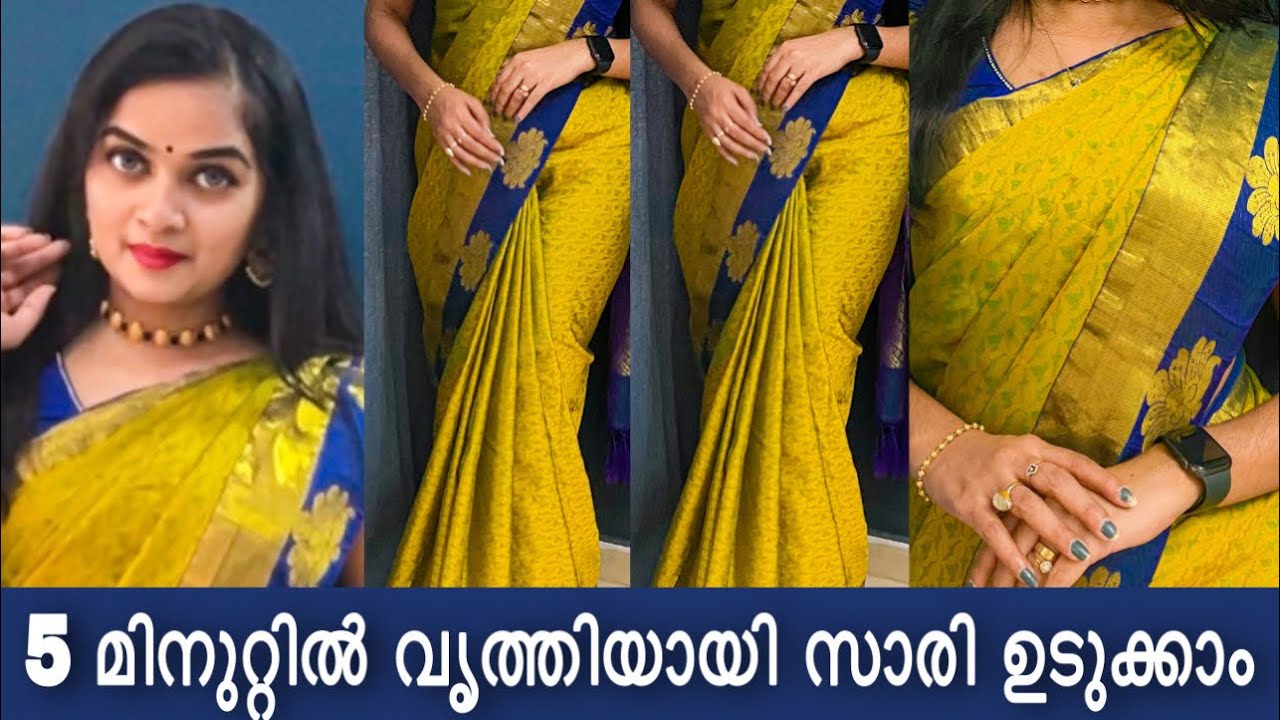 Silk Saree Draping Tutorial For Beginners|Malayalam New|Easy safer draping with perfect pleats