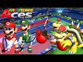 Mario Tennis Aces - Mario &amp; Luigi vs Bowser &amp; Bowser Jr - Marina Stadium (Night)