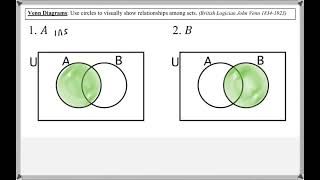 Math 118 : 7.4 #1, #2 (Mathematical Explorations Tutorial : Venn Diagrams)