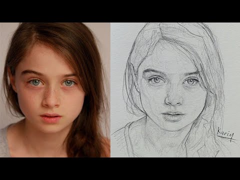 Видео: Рисование портрета методом Лумиса: Пошаговое руководство по рисованию - Рисунок одним карандашом