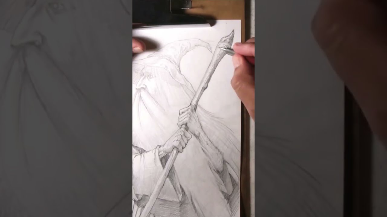 Pencil Drawing Gandalf Art Artist Video Fantasy Shorts Lotr
