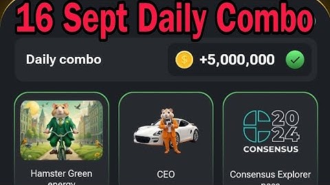 Hamster Kombat Daily Combo Cards Today 16 September | 16 September Hamster Kombat Daily Combo Cards
