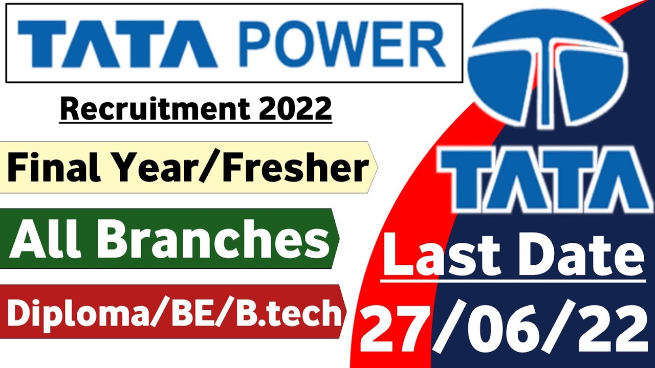Tata Power Recruitment 2022 | Fresher | CTC ₹65,000/-| Latest Jobs | Mnc Jobs | Tata Power Jobs 2022