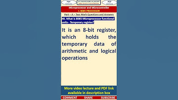 40MP - Microprocessor - 8085 Microprocessor Functional Units - Temporary register