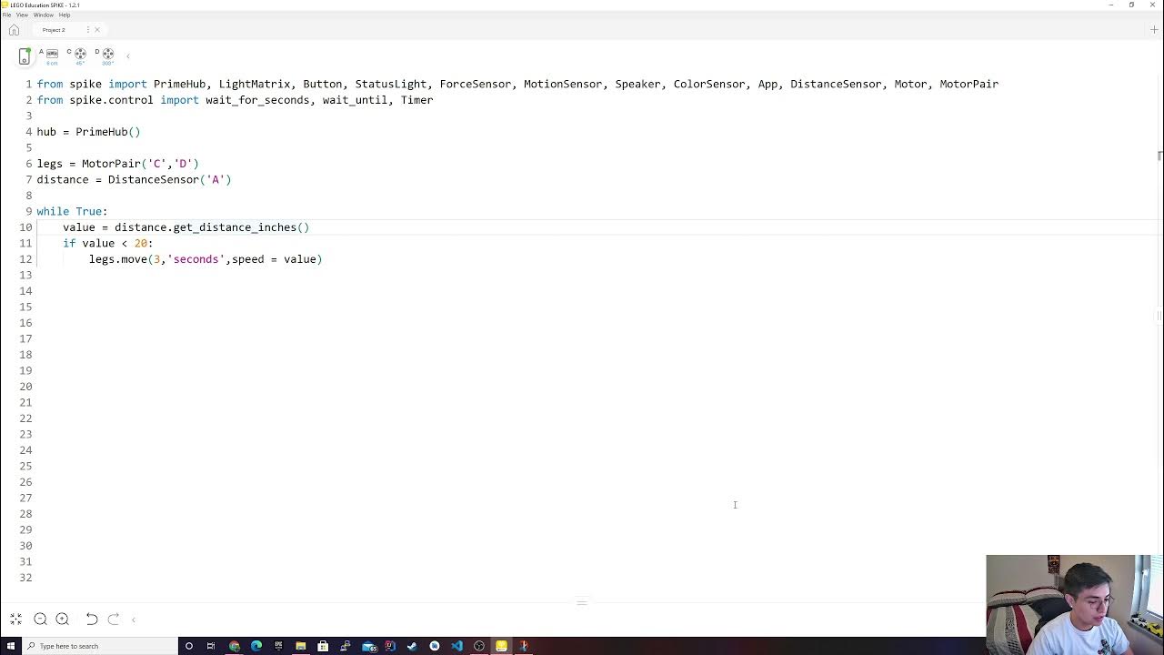 Distance Sensor - SPIKE Prime in Python - YouTube