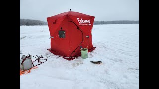 ICE FISHING 2023. Joe and Zach On the ice. Catching Minnesota Northern Pike and Perch.