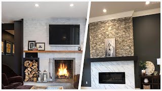 75 Family Room With Black Walls And A Tile Fireplace Design Ideas You'll Love ✅