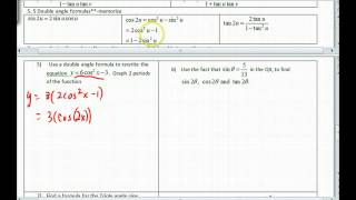 Precalc Section 5.5 (LH) Double Angle,Half Angle Formulas