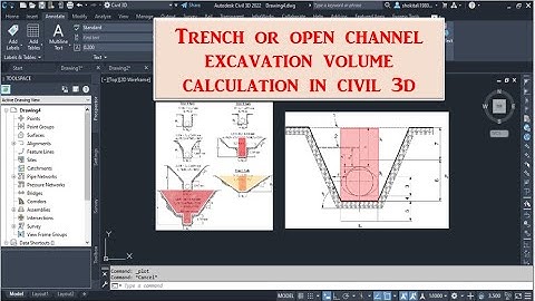 Trench or open channel  volume calculation in civil 3d