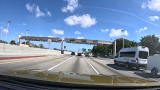 MIAMI Florida -  Weekday drive highway to City