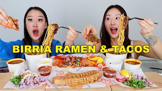 BIRRIA RAMEN &amp; TACOS 🌮 MUKBANG + NewJeans GIVEAWAY!