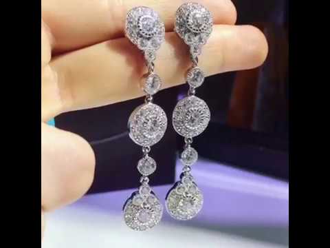 video:Rhodium plated and cubic Zirconia Earrings