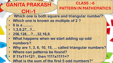 CLASS 6 GANITA PRAKASH CHAPTER  :-1 "PATTERN IN MATHEMATICS MCQS FOR ALL BOARDS