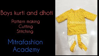 Kids kurti and dhoti pattern making, cutting and stitching part 2
