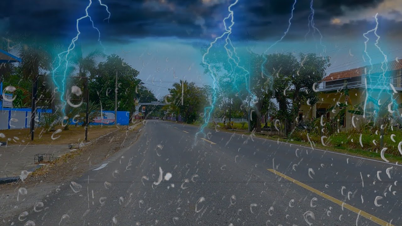 Fast sleep strong heavy rain on the way with the sound of a ...