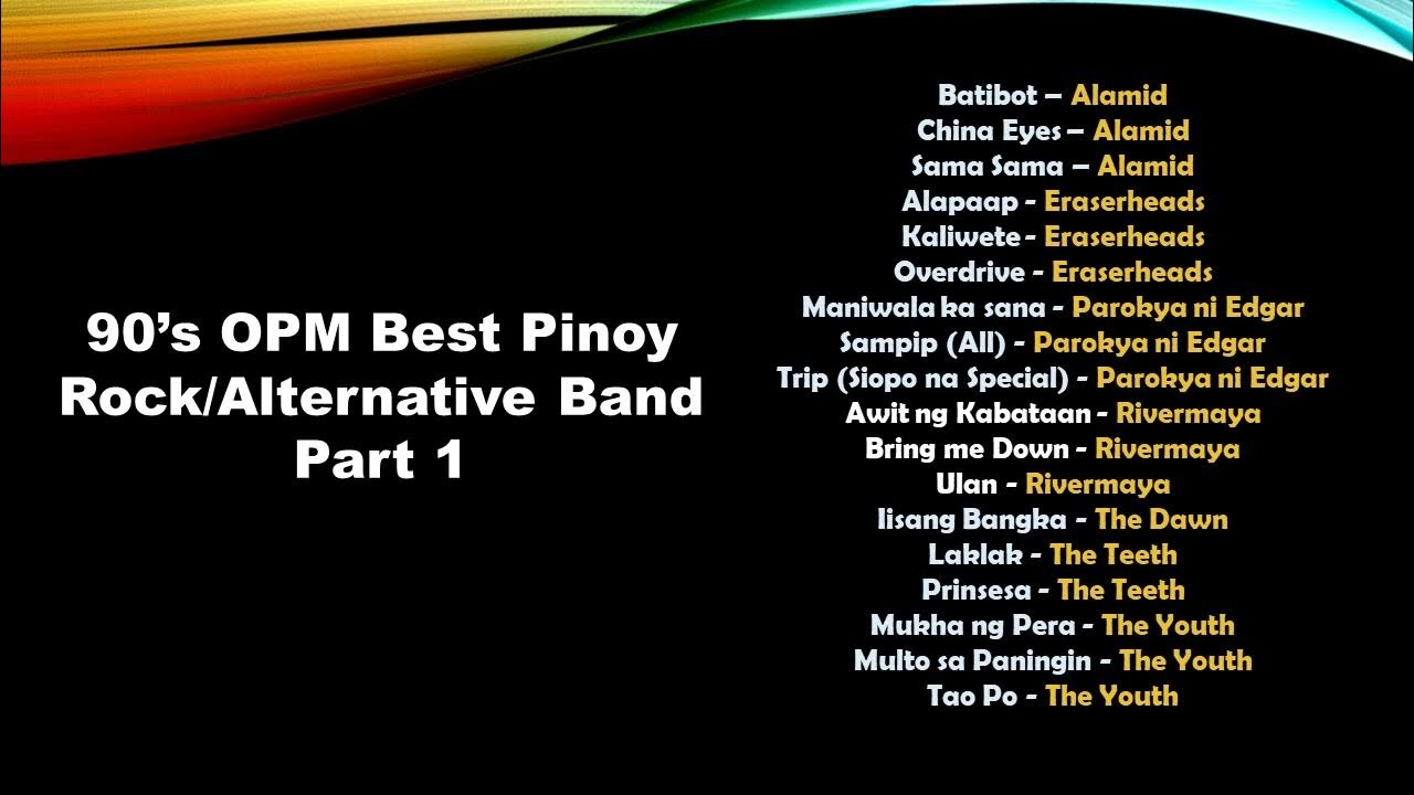 90 s OPM Pinoy Rock Alternative Band Selected Songs Part 1 YouTube 90-s-opm-pinoy-rock-alternative-band-selected-songs-part-1-youtube