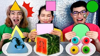 Geometry Food Challenge Eat according to funny shapes #Mukbang GEOMETRIC SHAPE FOOD CHALLENGE:Kunti