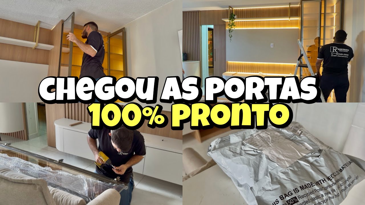 chegou as portas de vidro| painel 100% pronto| comprinhas da shein🏠🤎✨