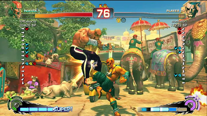 YHCmochi [Dhalsim] vs sunset01 [Sagat] SSF4 Japanese Online Ranked Matches - TRUE-HD