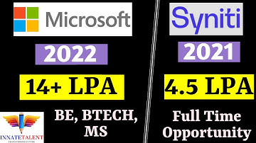 Microsoft, Syniti Off Campus 2022 | Batch 2022 & 2021 | Salary 14 LPA & 4.5 LPA | Fresher Hiring