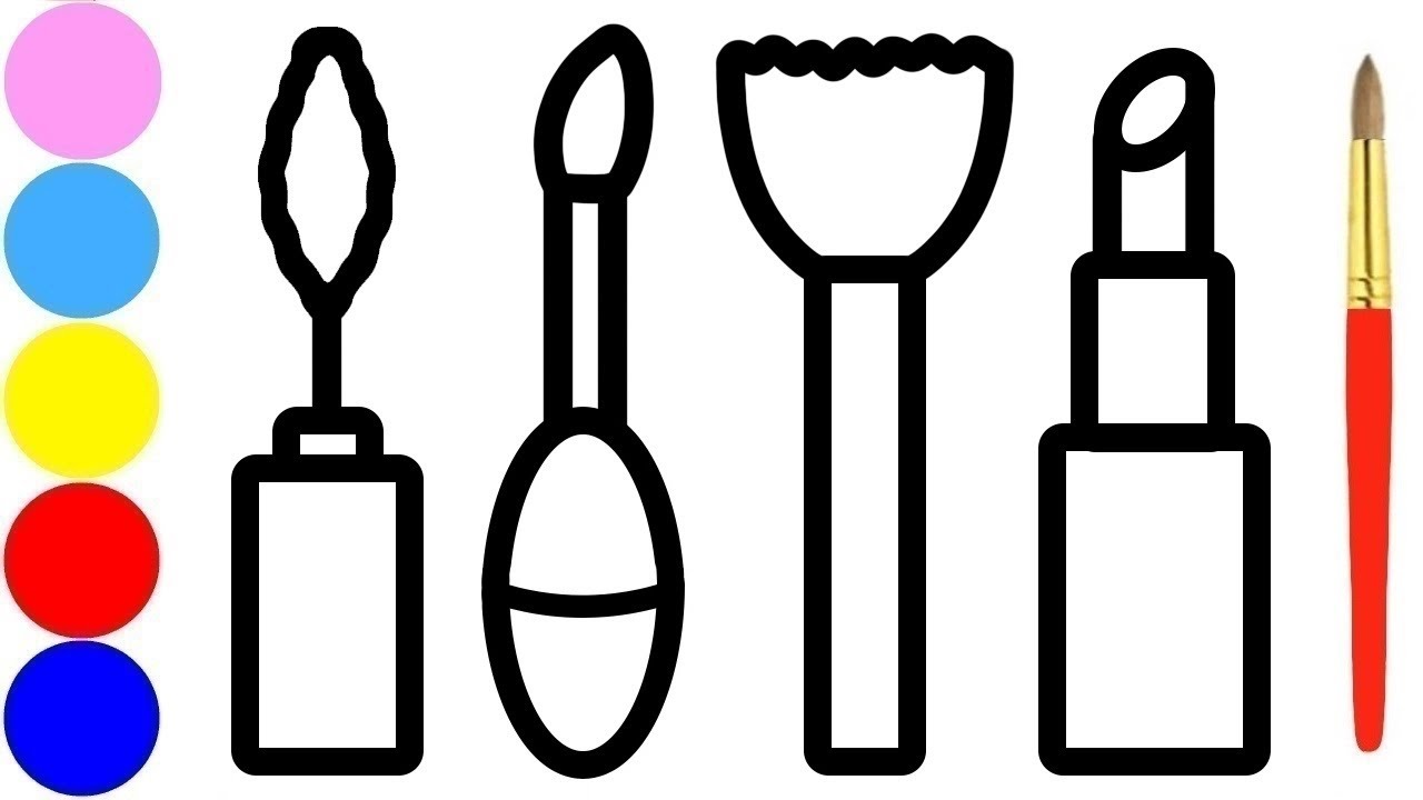 Coloring Makeup Accessories and Easy Drawings with Marker