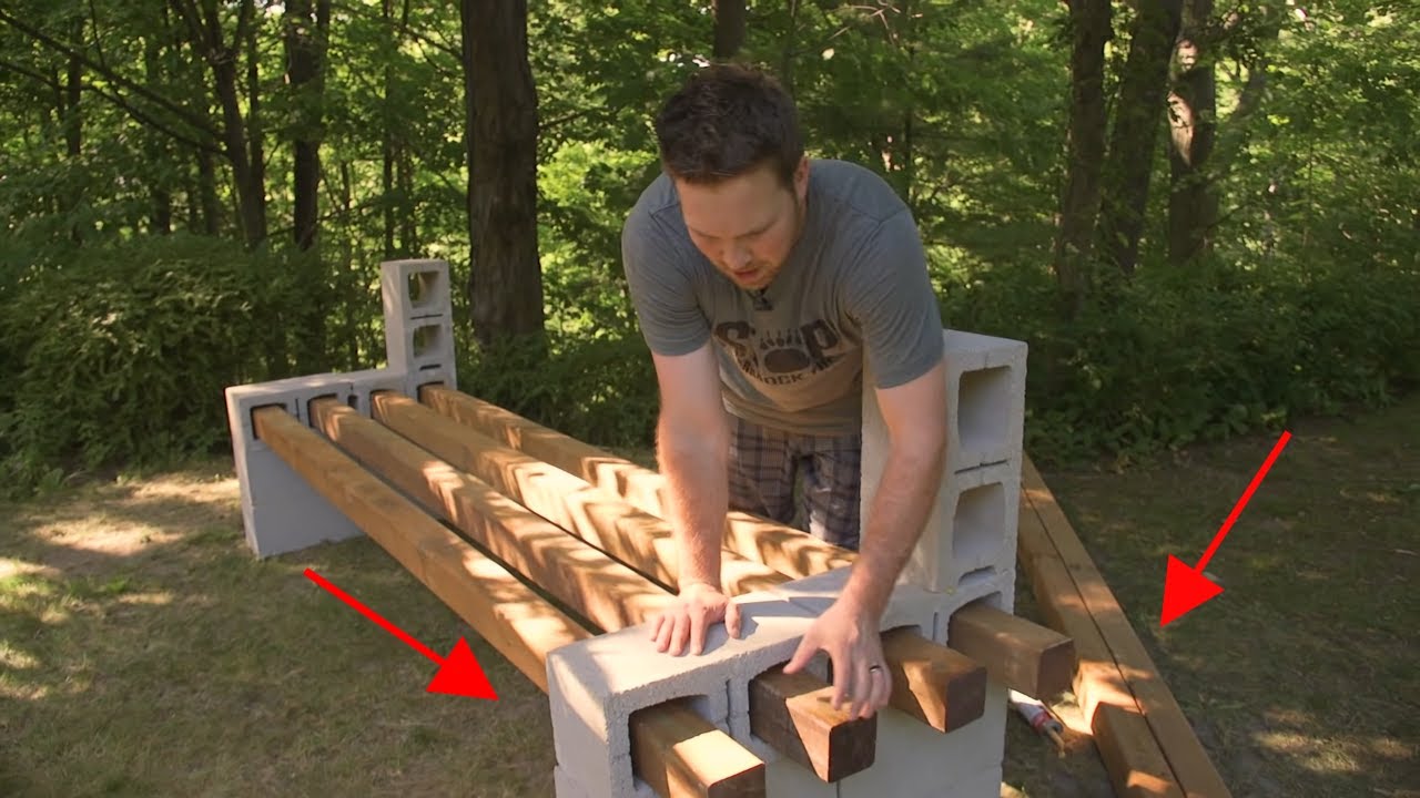 Diy Cinder Block Bench Youtube