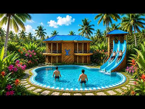 Building a Tropical Bamboo Villa With Pool Slide