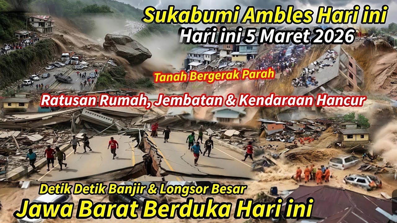 JABAR MENJERIT: SUKABUMI AMBLES PARAH 5/3/2025,RUMAH² PADA HANCUR! TANAH BERGERAK & LONGSOR SUKABUMI