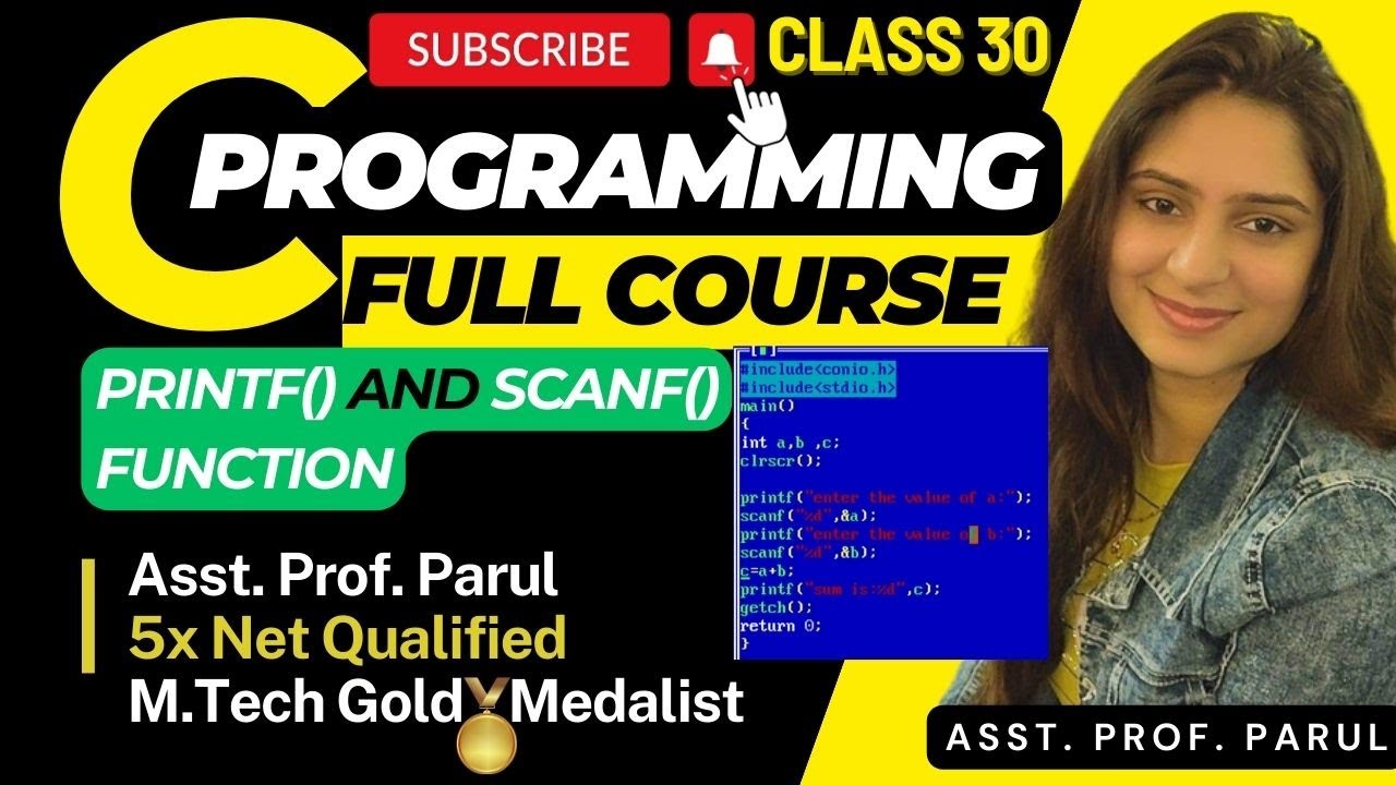 printf and scanf function in Turbo C | CLASS 30 | FULL COURSE - YouTube