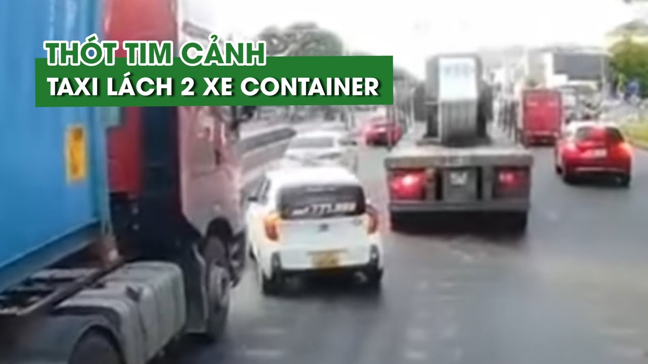 Thót tim cảnh tài xế taxi chuyển làn ẩu, lách giữa 2... - youtube
