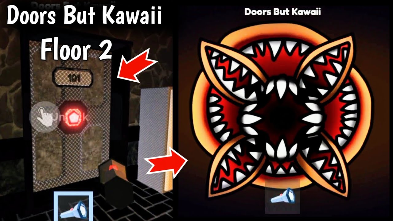ROBLOX]Doors But Kawaii All Jumpscares & Entities *New Entities*& New  Secret Room😱@iBugou #doors 