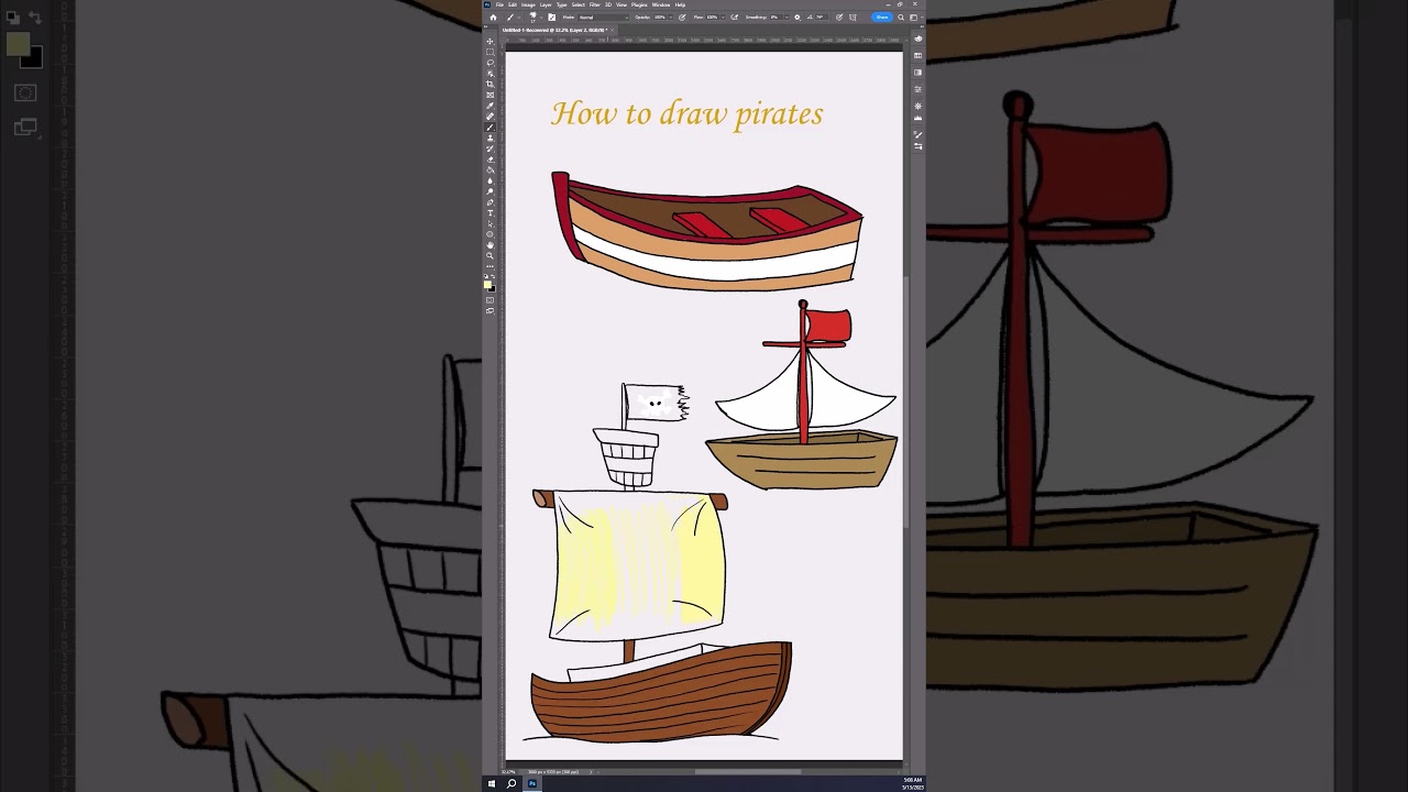 Speedart | Coloring a Pirate Ship - Digital Drawing Tutorial for Beginners and Kids