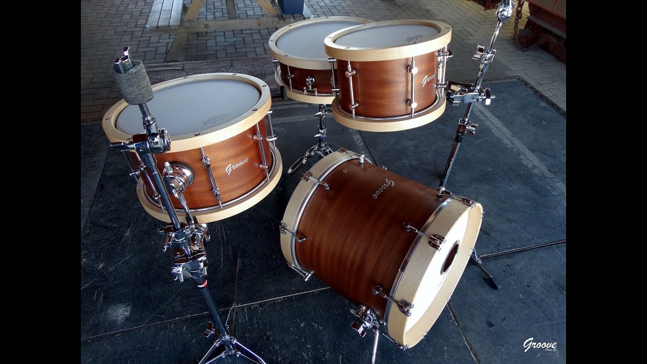 16",10,13"+14" Mahogany w/Maple hoops Drums Groove Drum Co YouTube