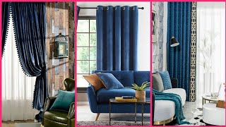 Blue colour curtains Designs | Stylish Blue curtains for Living Room | Curtains for Home Decor | Resimi