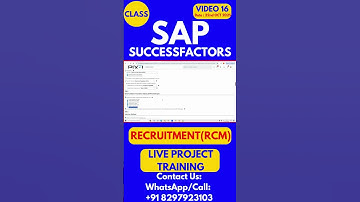 SAP SuccessFactors RCM Training Online Tutorial Class 16 22nd OCT 2025 #sapsuccessfactorstraining