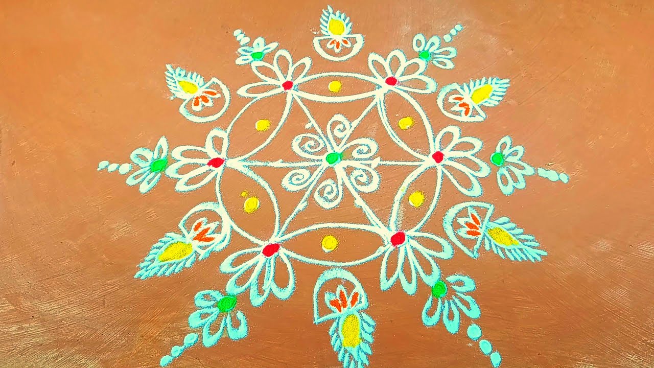 5+3 Dots Rangoli Designs - Easy Rangoli Designs - YouTube