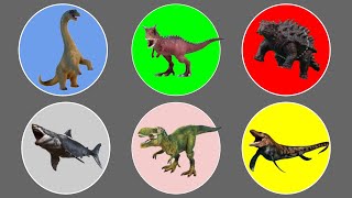 Satisfying Jurassic World Evolution 2 ; Trex vs Megalodon, Carnotaurus, Brachiosaurus, Ankylosaurus