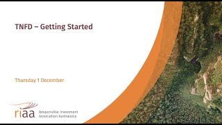 TNFD Getting Started, 1 Dec 2022
