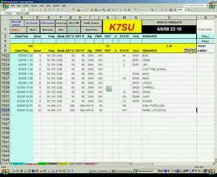K7SU Ham Radio Logging Spreadsheet