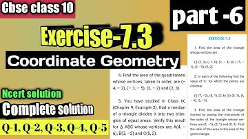 Part 6 | Exercise 7.3 | Coordinate Geometry | Question 1 to 5 | CBSE Class 10 Maths | Chapter 7