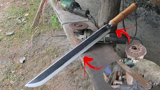 Full and Clear Process of Making a Beautiful Long Knife with Motorbike Sprocket Handle Style