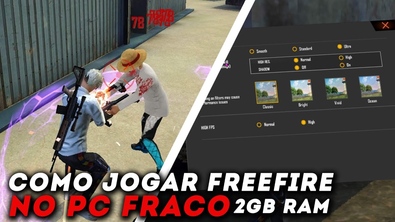 Como jogar FREEFIRE no PC FRACO com 2GB Ram P3 ! #fogareugratis