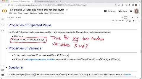 Expected Value and Variance of Linear Combinations of Random Variables