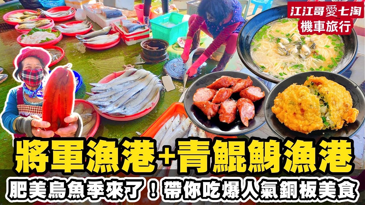 【江江哥愛七淘】機車旅行｜台南美食｜青鯤鯓青山漁港魚市｜青鯤鯓美食｜將軍漁港美食｜將軍漁港拍賣｜烏魚子 Taiwan travel🇹🇼Taiwan Street Food #環島 #機車環島 #魚市場