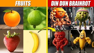 Transforming Fruits Into Udin Din Din Dun Brainrot Family Spore