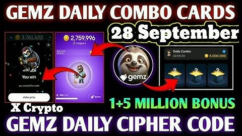 (28 Sept) Gemz Combo / Cipher #gemz #gemzcipher #cipher #dailycombo #cryptox154