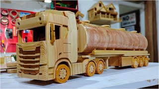 SCANIA V8 CONTAINER TRAILER - WOODEN TRUCK HOMEHADE.