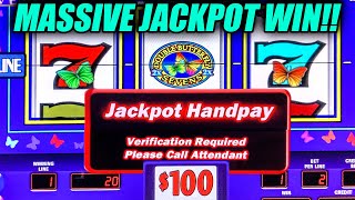 WOW! HIGH LIMIT TRIPLE DOUBLE BUTTERFLY 7s CLASSIC SLOT MACHINE ➜ BIG JACKPOT HANDPAY