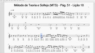 Playback para Lição 10, Página 51 do Método de Teoria e Solfejo - 2ª Edição (MTS)